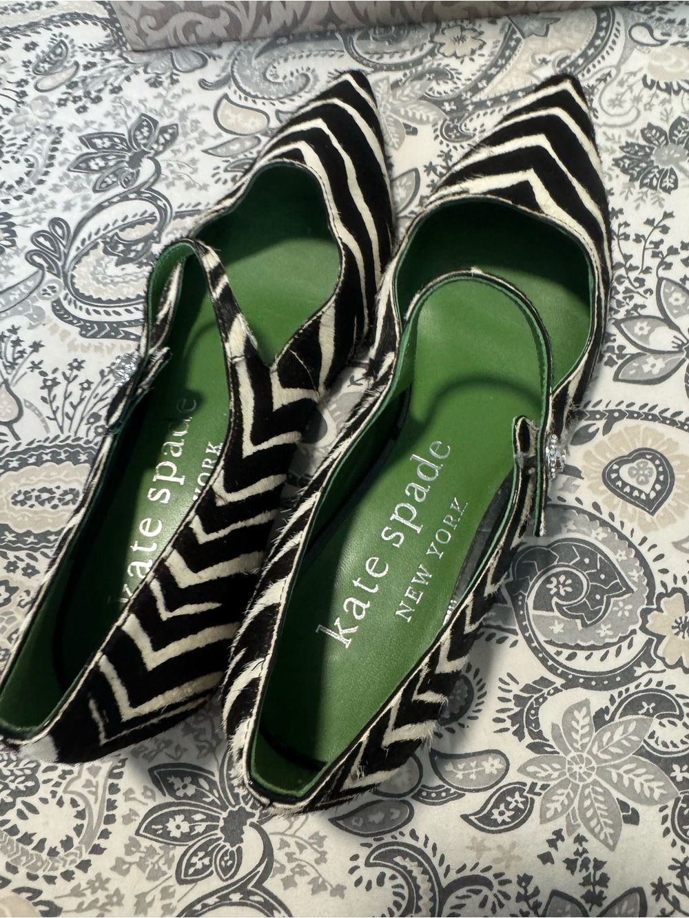 kate spade Black & White Zebra Mary Jane Flats - Picture 2 of 5